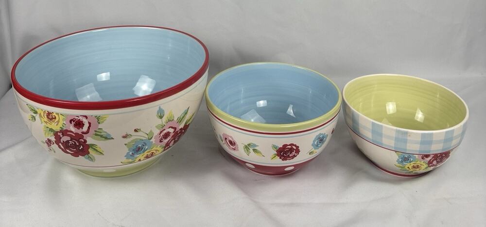Vintage 222 Fifth New Country ceramic bowls set of 3